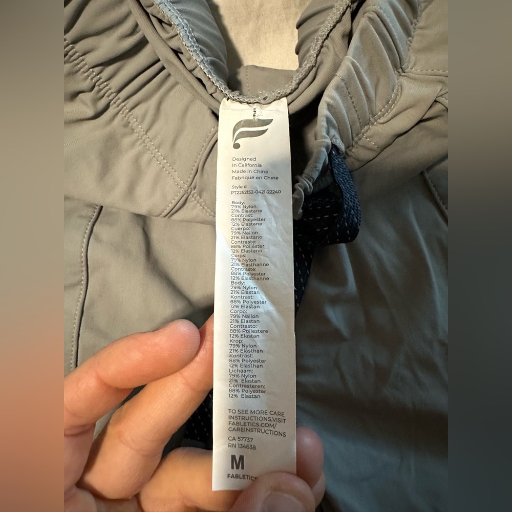 Mens Fabletics The One Jogger Training Athletic Pants - Shadow Grey Size Medium - Picture 7 of 8